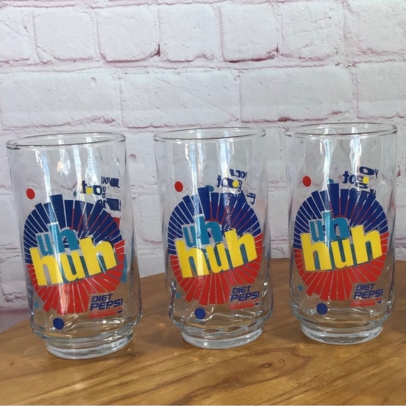 Vintage Diet Pepsi Uh Huh You Got the Right One Baby Drinking Glasses - Set of 3 - Picture 1 of 8